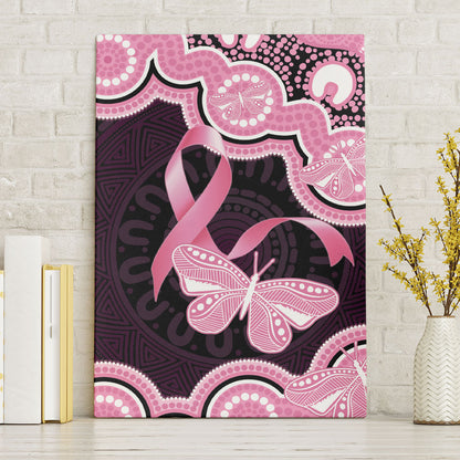 Australia Indigenous Canvas Wall Art Pink Ribbon Breast Cancer Butterfly Aboriginal Black