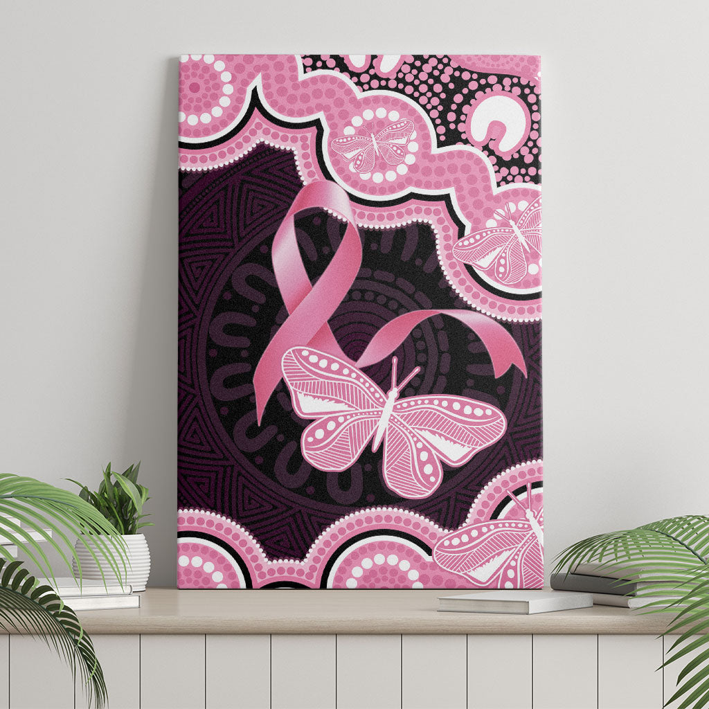 Australia Indigenous Canvas Wall Art Pink Ribbon Breast Cancer Butterfly Aboriginal Black