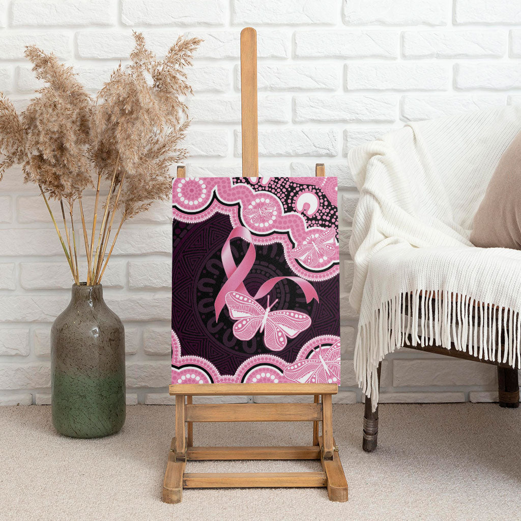 Australia Indigenous Canvas Wall Art Pink Ribbon Breast Cancer Butterfly Aboriginal Black