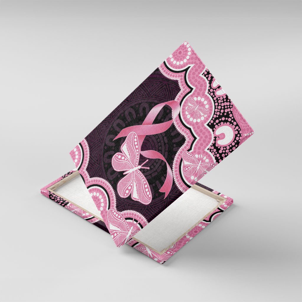 Australia Indigenous Canvas Wall Art Pink Ribbon Breast Cancer Butterfly Aboriginal Black