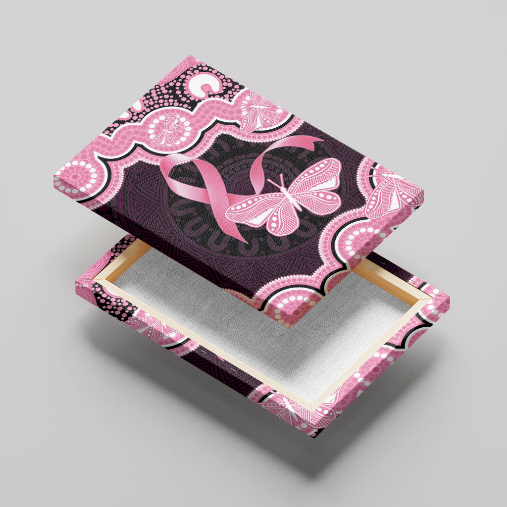 Australia Indigenous Canvas Wall Art Pink Ribbon Breast Cancer Butterfly Aboriginal Black