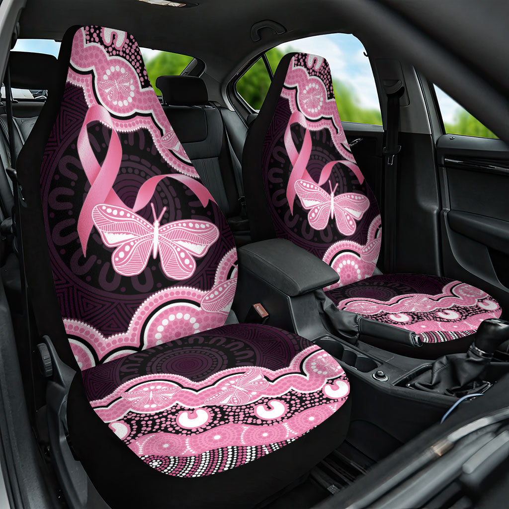 Australia Indigenous Car Seat Cover Pink Ribbon Breast Cancer Butterfly Aboriginal Black