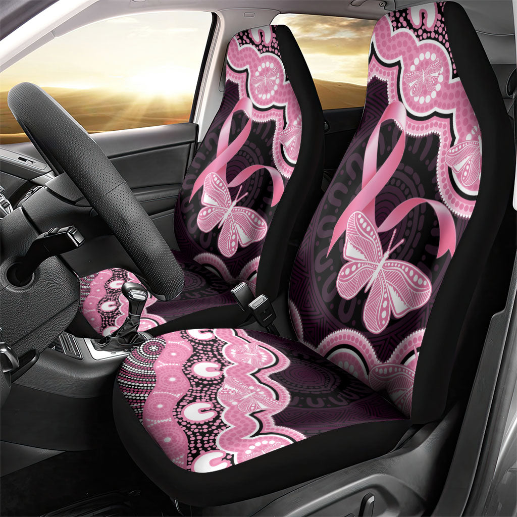 Australia Indigenous Car Seat Cover Pink Ribbon Breast Cancer Butterfly Aboriginal Black