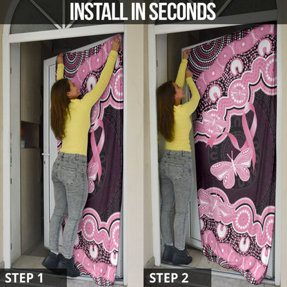 Australia Indigenous Door Cover Pink Ribbon Breast Cancer Butterfly Aboriginal Black