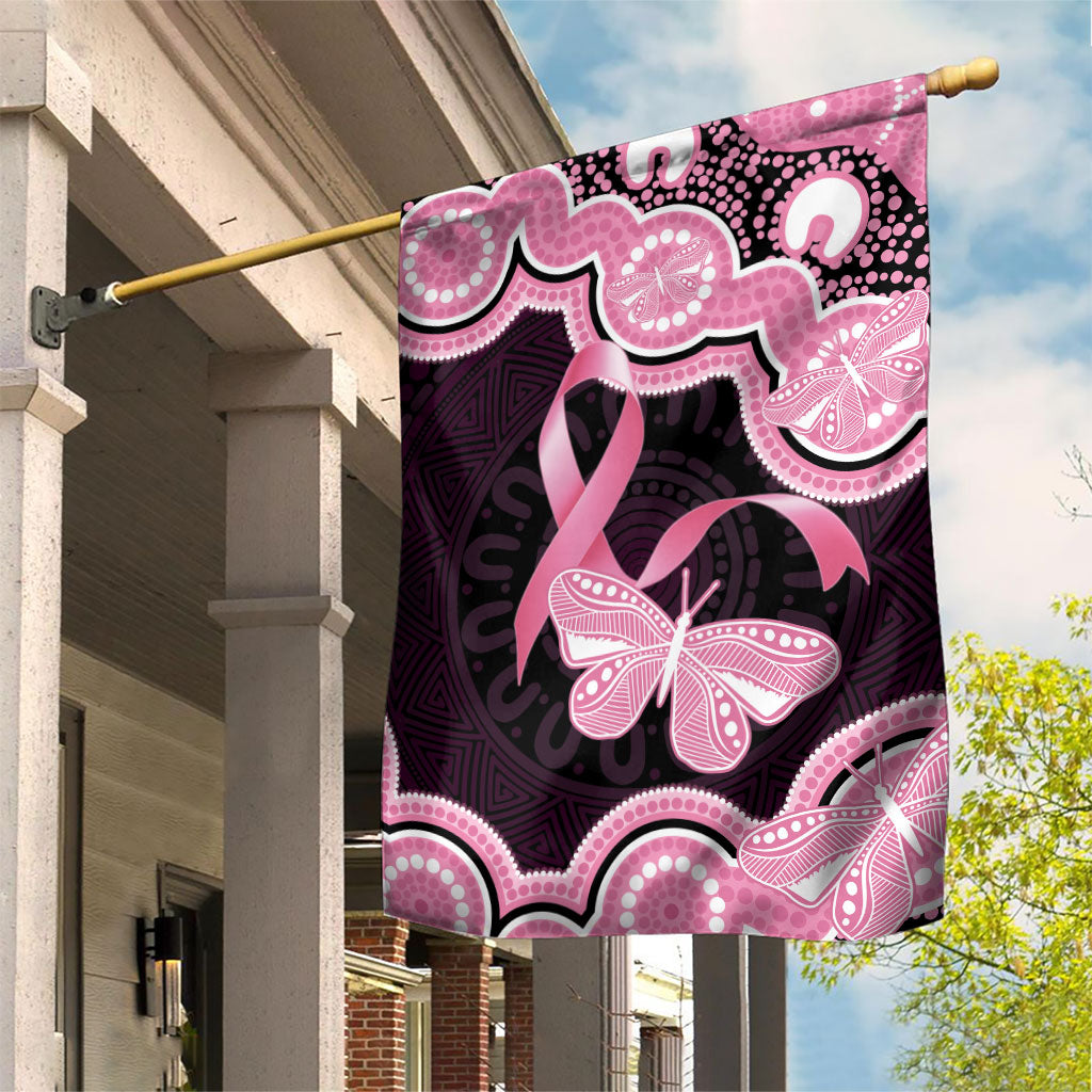 Australia Indigenous Garden Flag Pink Ribbon Breast Cancer Butterfly Aboriginal Black