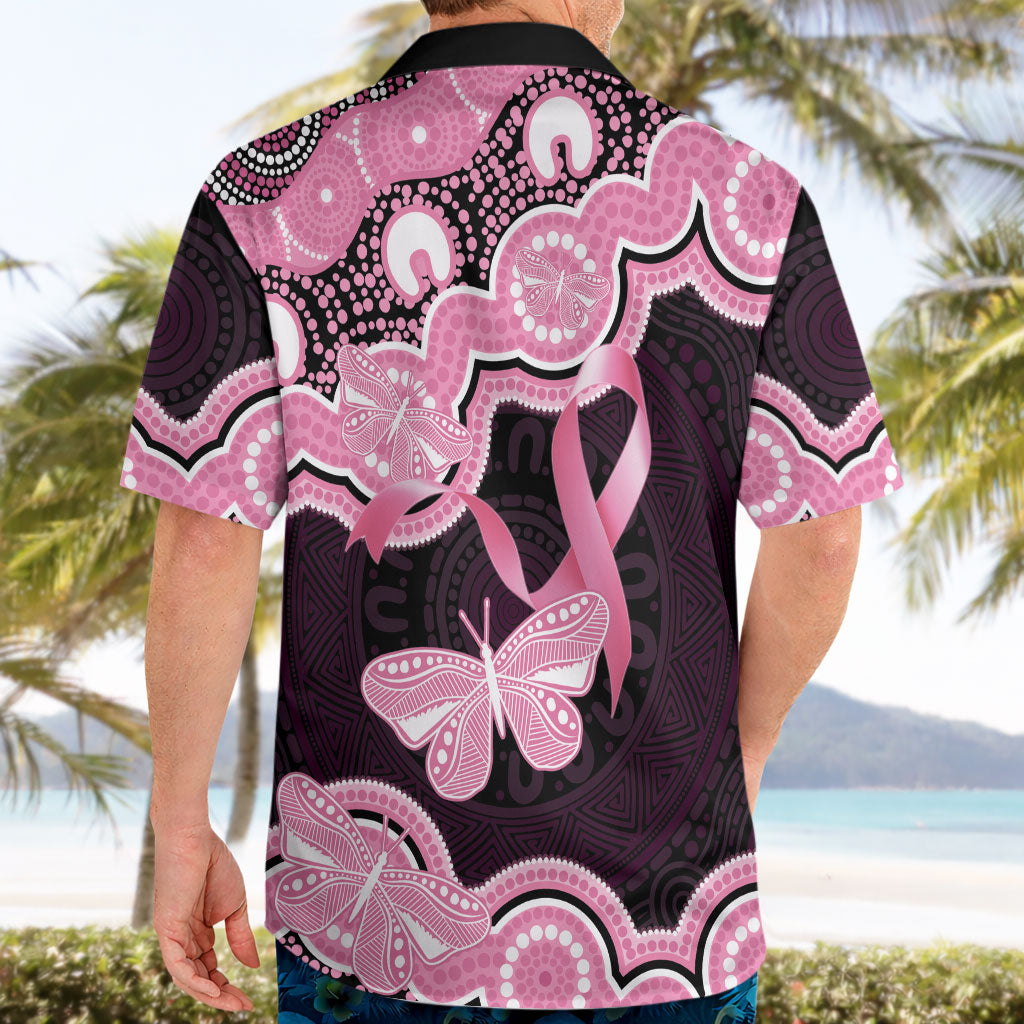 Australia Indigenous Hawaiian Shirt Pink Ribbon Breast Cancer Butterfly Aboriginal Black