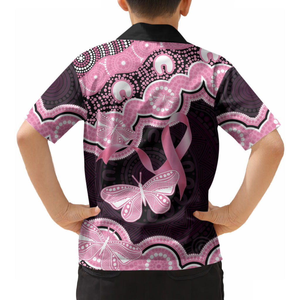Australia Indigenous Hawaiian Shirt Pink Ribbon Breast Cancer Butterfly Aboriginal Black