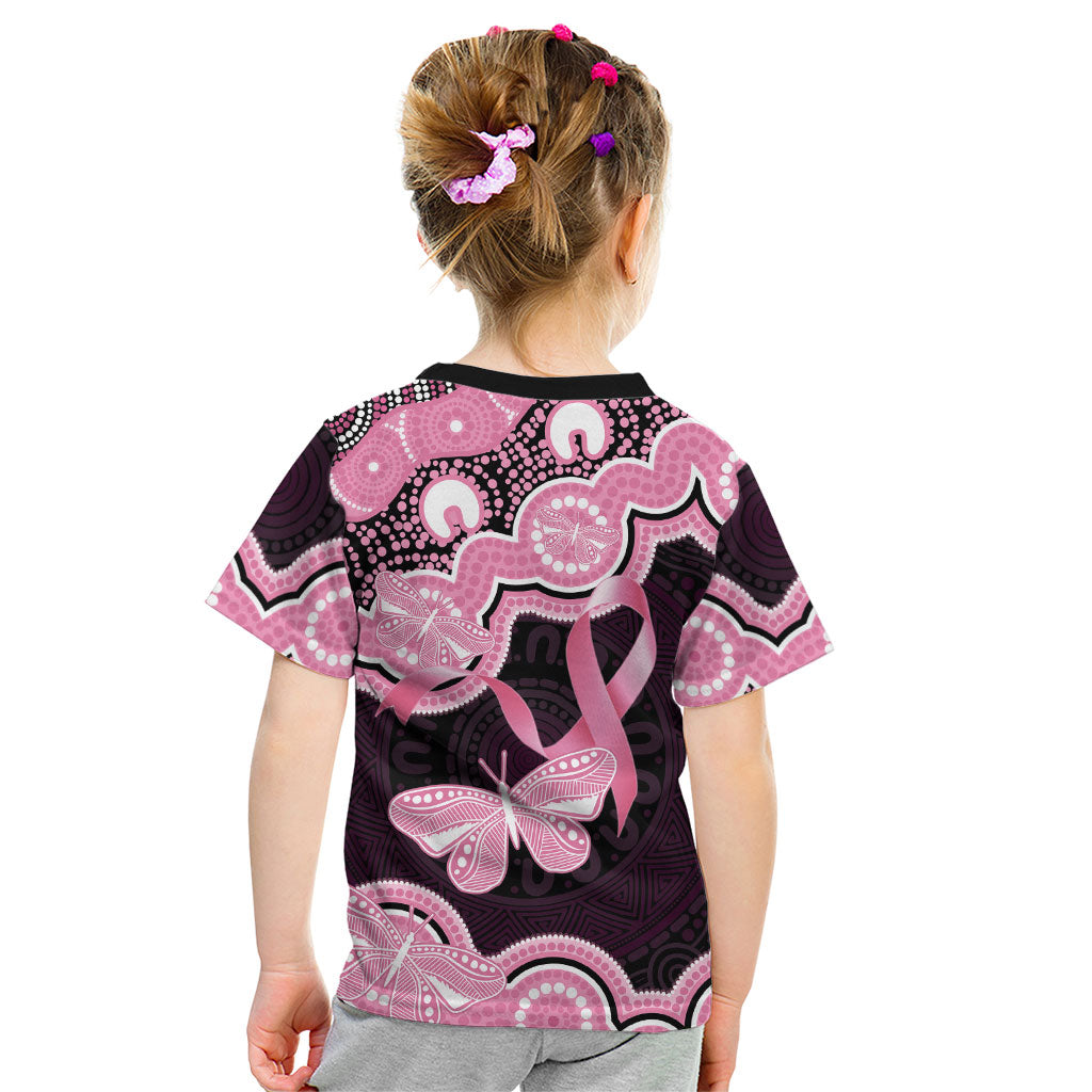 Australia Indigenous Kid T Shirt Pink Ribbon Breast Cancer Butterfly Aboriginal Black
