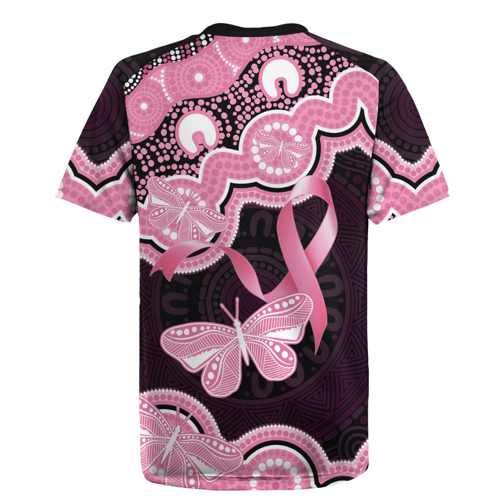 Australia Indigenous Rugby Jersey Pink Ribbon Breast Cancer Butterfly Aboriginal Black