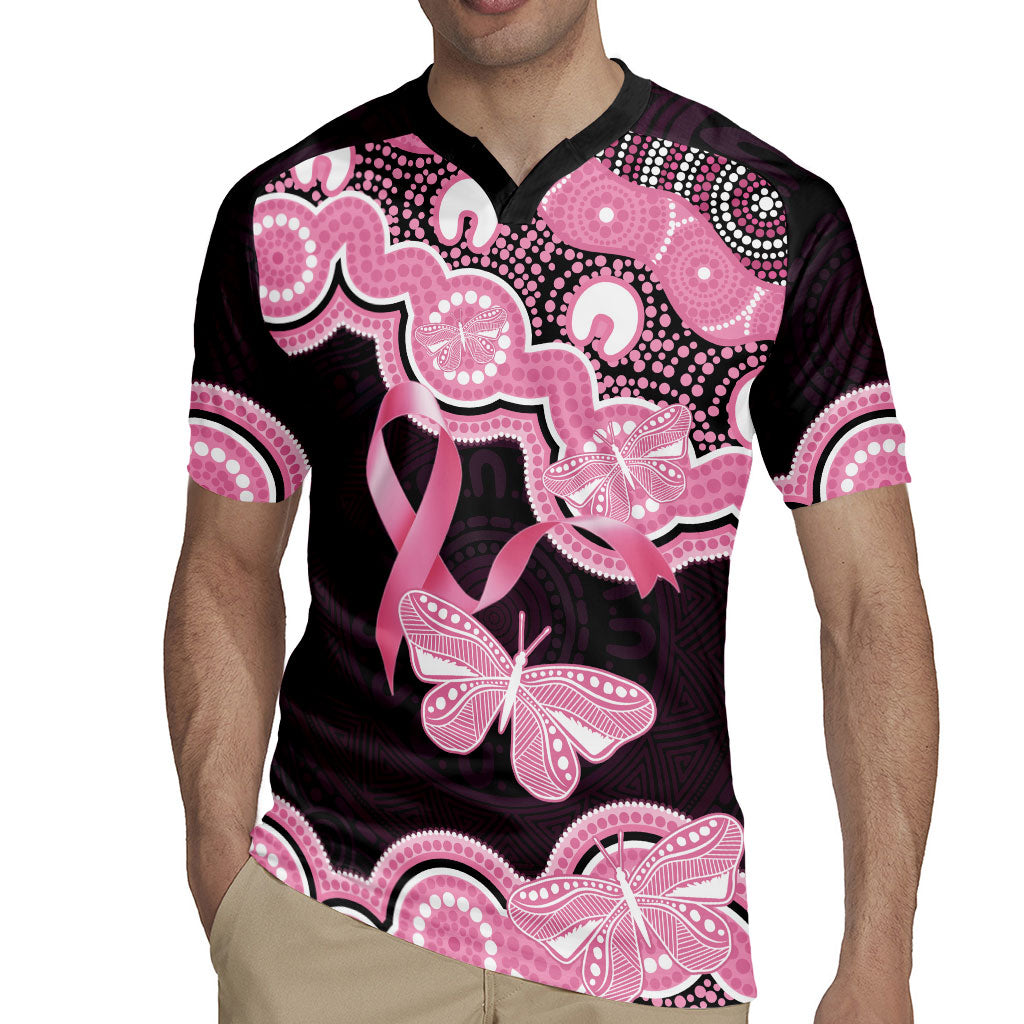 Australia Indigenous Rugby Jersey Pink Ribbon Breast Cancer Butterfly Aboriginal Black