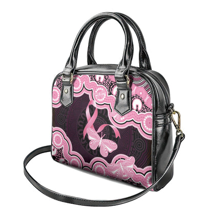 Australia Indigenous Shoulder Handbag Pink Ribbon Breast Cancer Butterfly Aboriginal Black