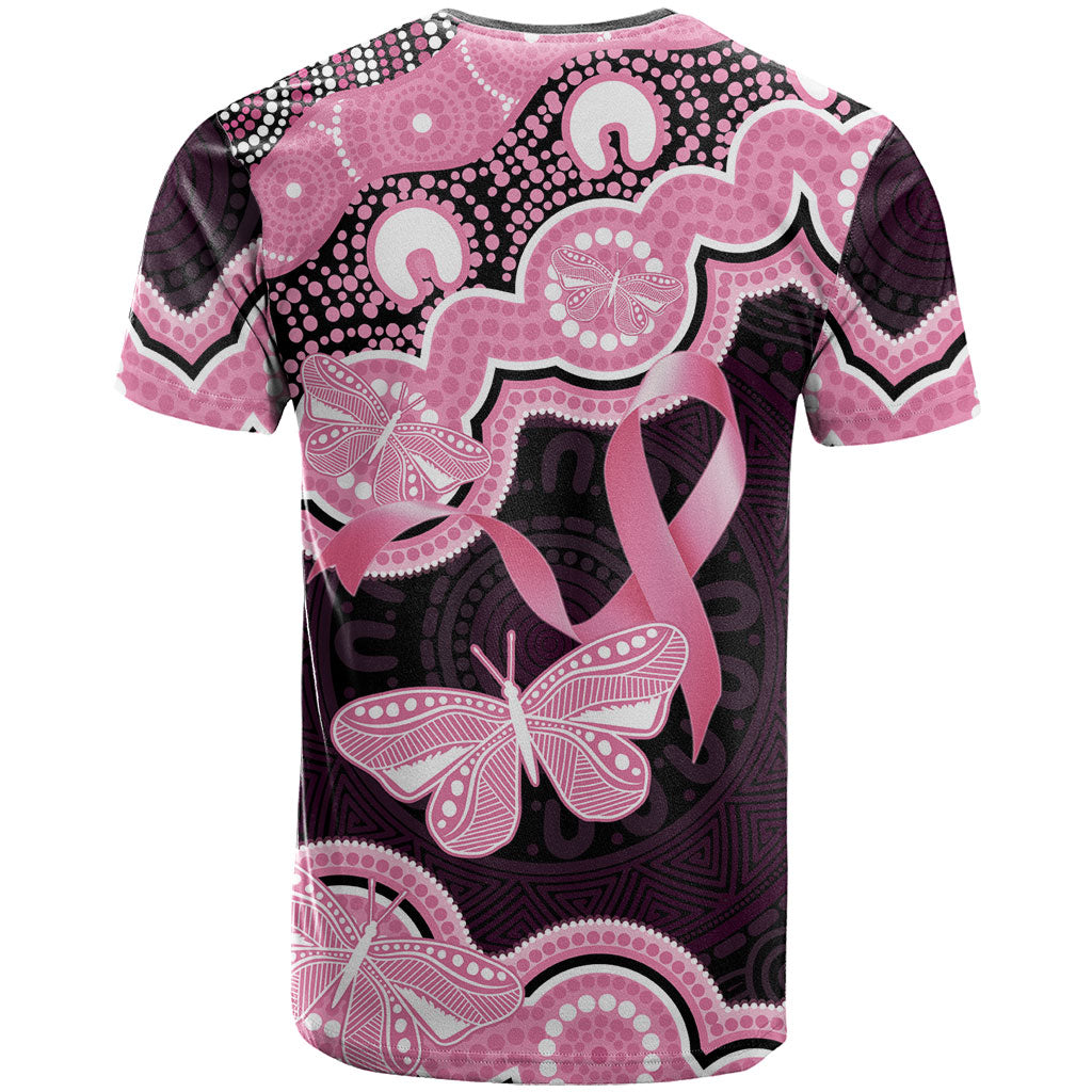Australia Indigenous T Shirt Pink Ribbon Breast Cancer Butterfly Aboriginal Black