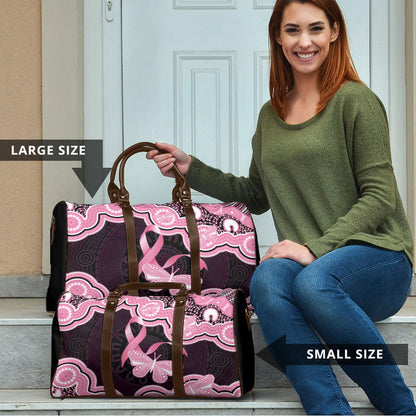 Australia Indigenous Travel Bag Pink Ribbon Breast Cancer Butterfly Aboriginal Black