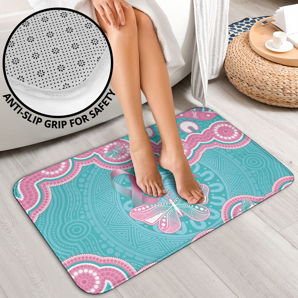 Hereditary And Gynecologic Cancer Support Bathroom Set Teal Pink Ribbon Aboriginal Art