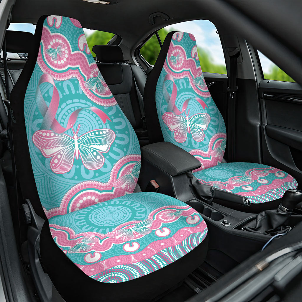 Hereditary And Gynecologic Cancer Support Car Seat Cover Teal Pink Ribbon Aboriginal Art