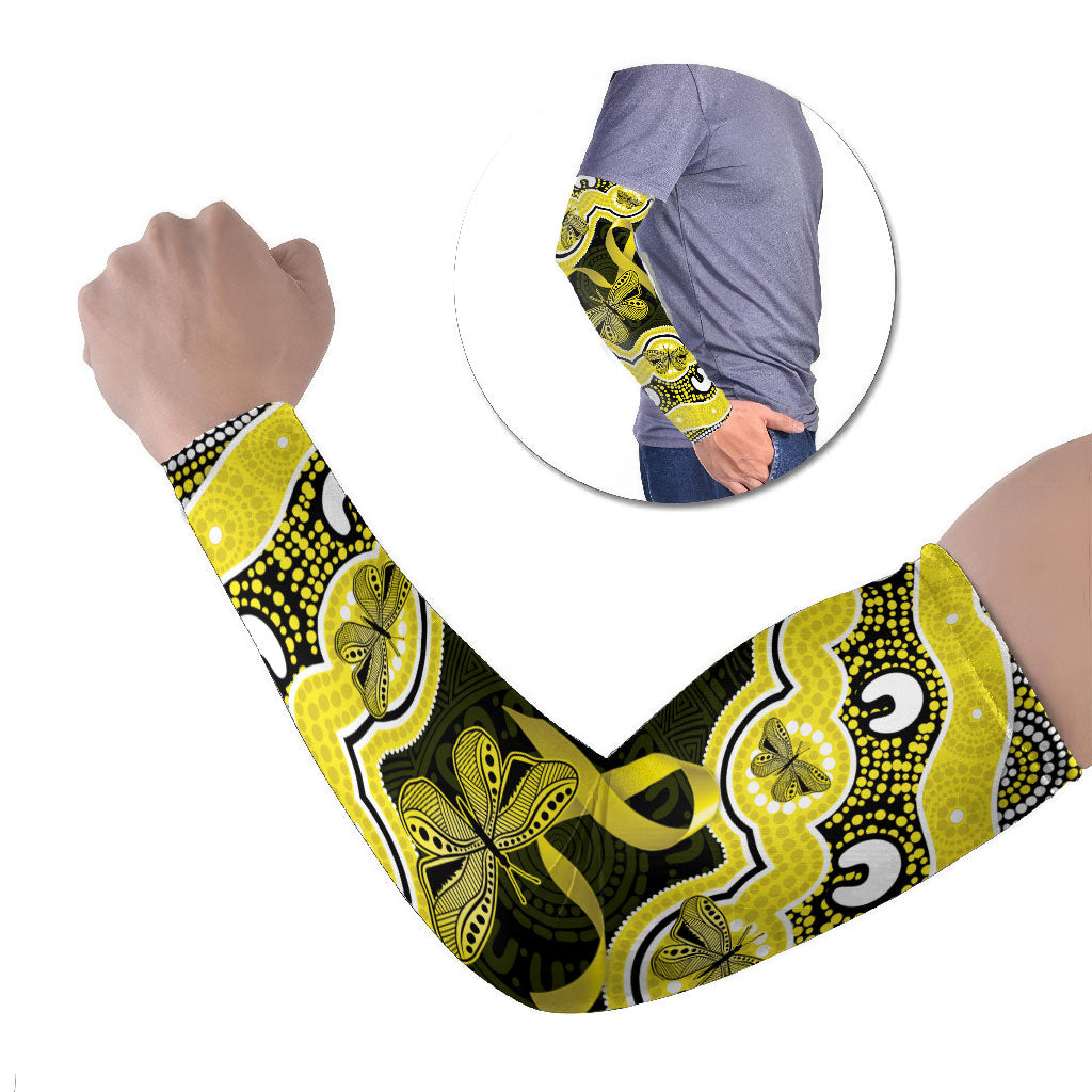 Yellow Ribbon Sarcoma Support Arm Sleeves Aboriginal Art