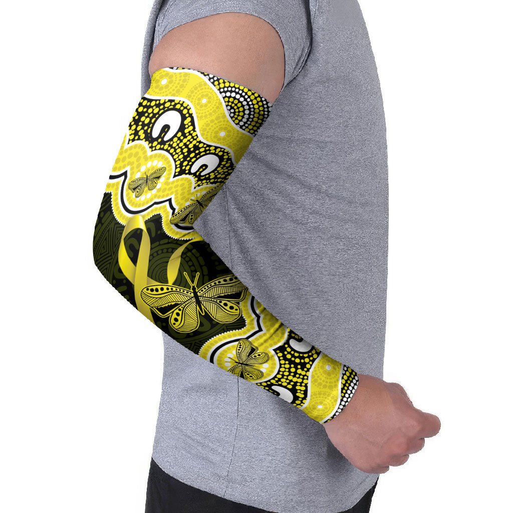 Yellow Ribbon Sarcoma Support Arm Sleeves Aboriginal Art