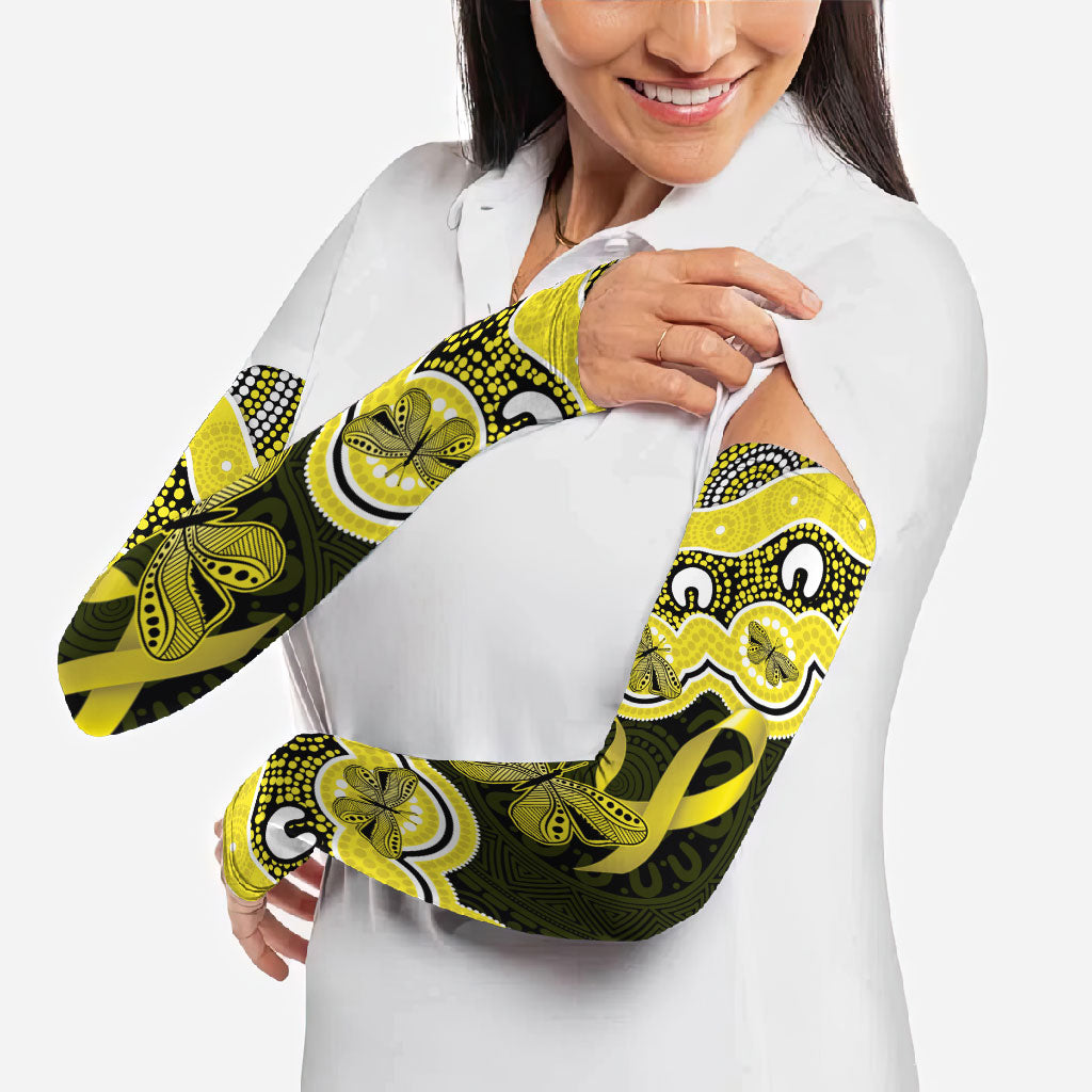 Yellow Ribbon Sarcoma Support Arm Sleeves Aboriginal Art