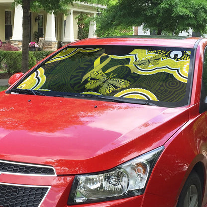 Yellow Ribbon Sarcoma Support Auto Sun Shade Aboriginal Art