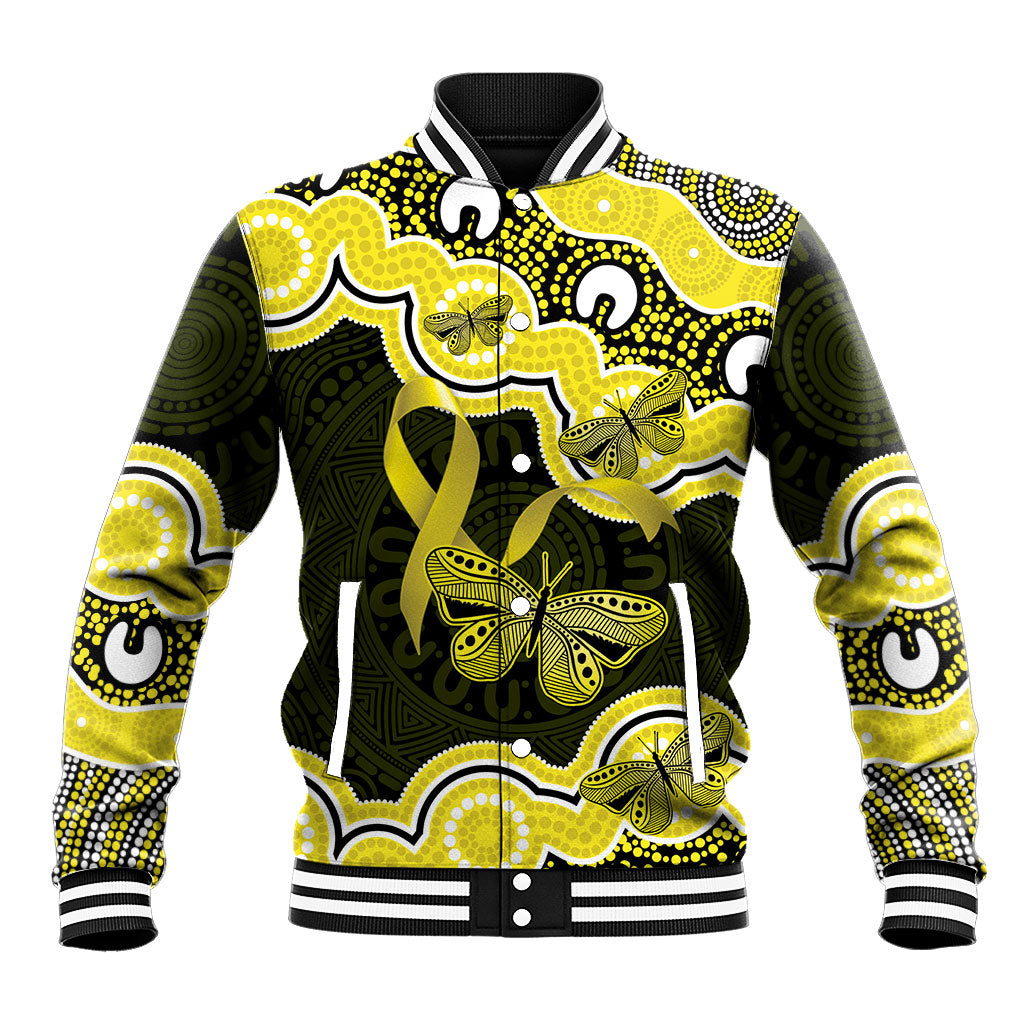 Yellow Ribbon Sarcoma Support Baseball Jacket Aboriginal Art