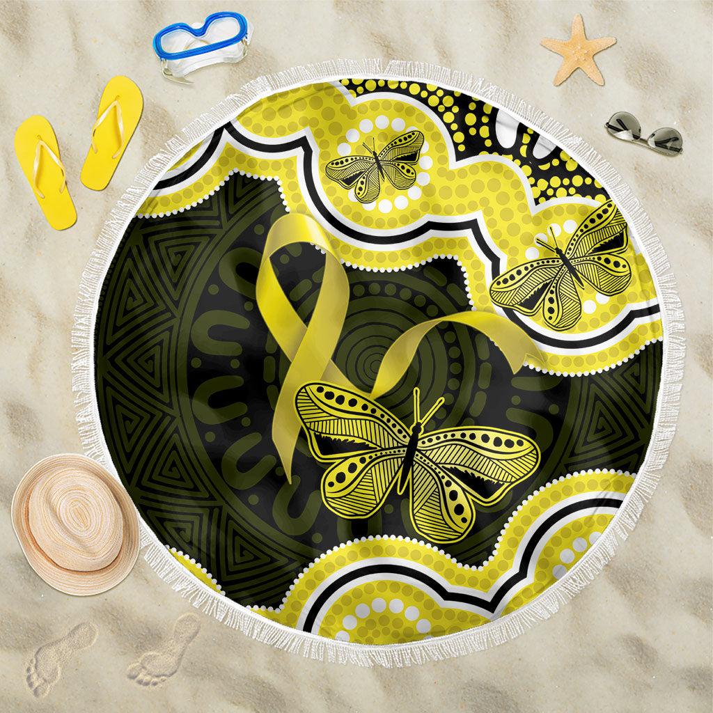 Yellow Ribbon Sarcoma Support Beach Blanket Aboriginal Art