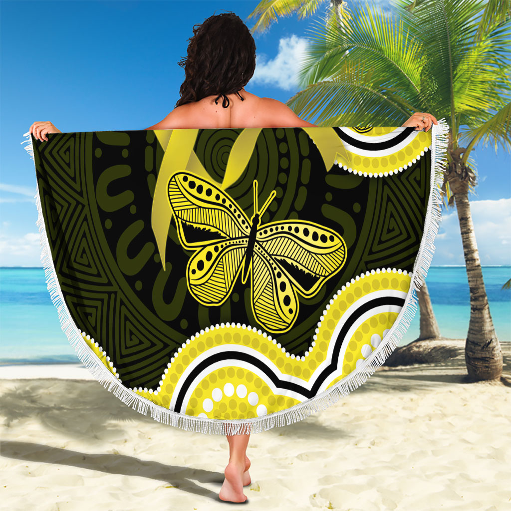 Yellow Ribbon Sarcoma Support Beach Blanket Aboriginal Art