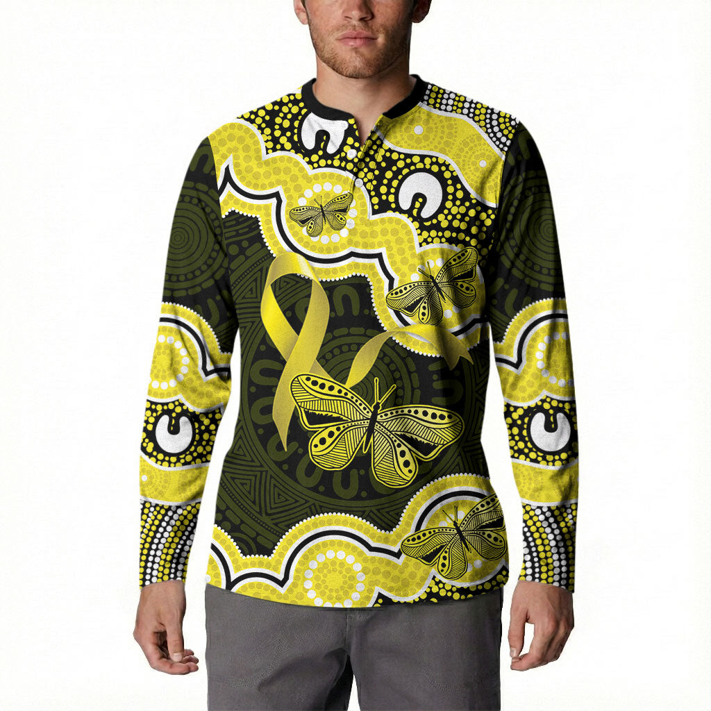 Yellow Ribbon Sarcoma Support Button Sweatshirt Aboriginal Art