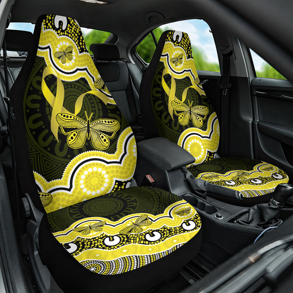 Yellow Ribbon Sarcoma Support Car Seat Cover Aboriginal Art