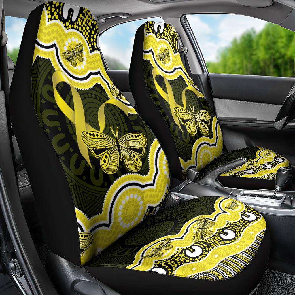 Yellow Ribbon Sarcoma Support Car Seat Cover Aboriginal Art