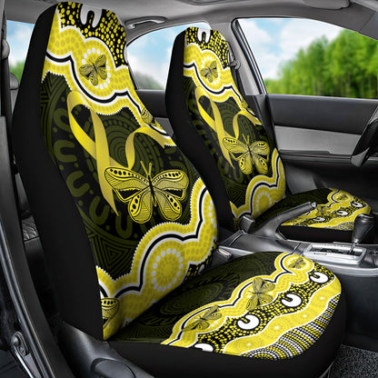Yellow Ribbon Sarcoma Support Car Seat Cover Aboriginal Art