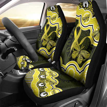 Yellow Ribbon Sarcoma Support Car Seat Cover Aboriginal Art