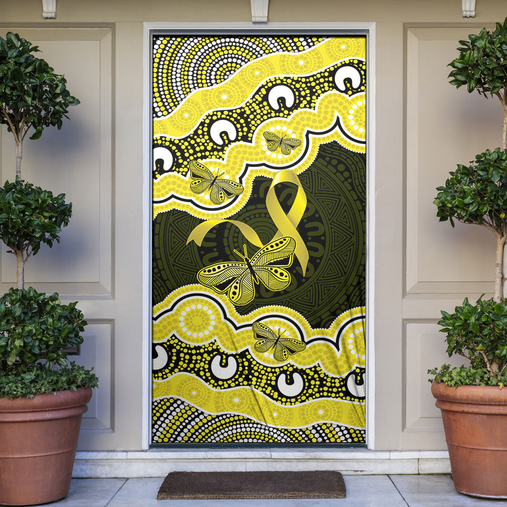 Yellow Ribbon Sarcoma Support Door Cover Aboriginal Art