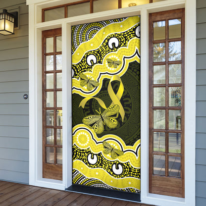 Yellow Ribbon Sarcoma Support Door Cover Aboriginal Art