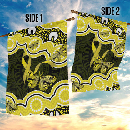 Yellow Ribbon Sarcoma Support Garden Flag Aboriginal Art