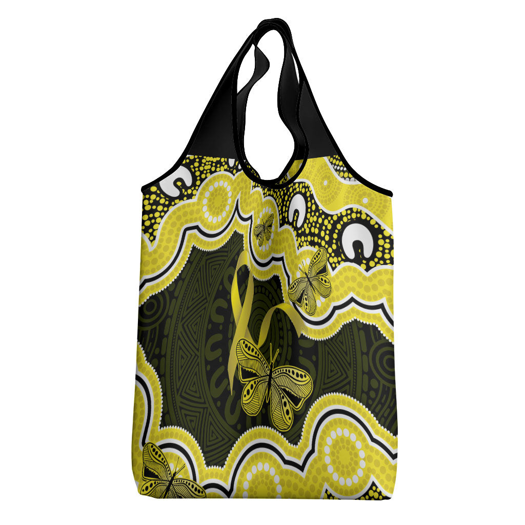 Yellow Ribbon Sarcoma Support Grocery Bag Aboriginal Art