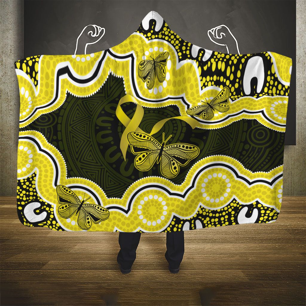 Yellow Ribbon Sarcoma Support Hooded Blanket Aboriginal Art