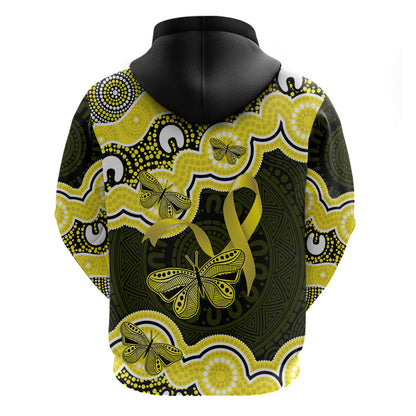 Yellow Ribbon Sarcoma Support Hoodie Aboriginal Art