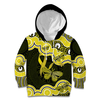 Yellow Ribbon Sarcoma Support Kid Hoodie Aboriginal Art