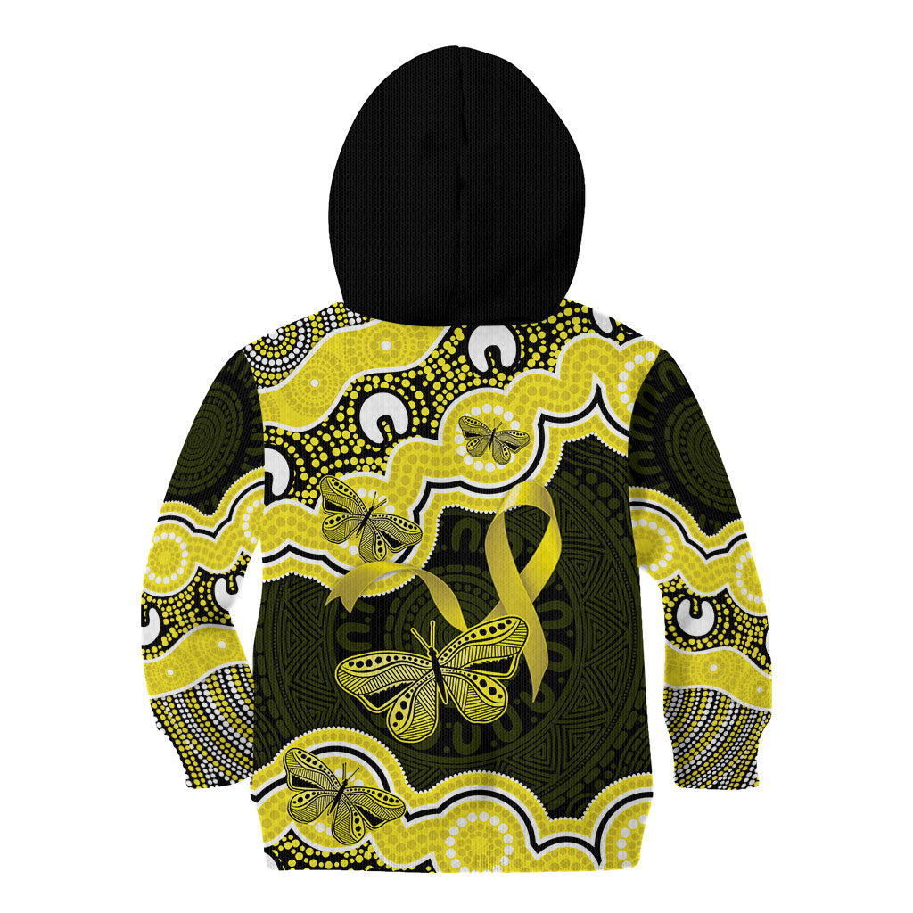 Yellow Ribbon Sarcoma Support Kid Hoodie Aboriginal Art