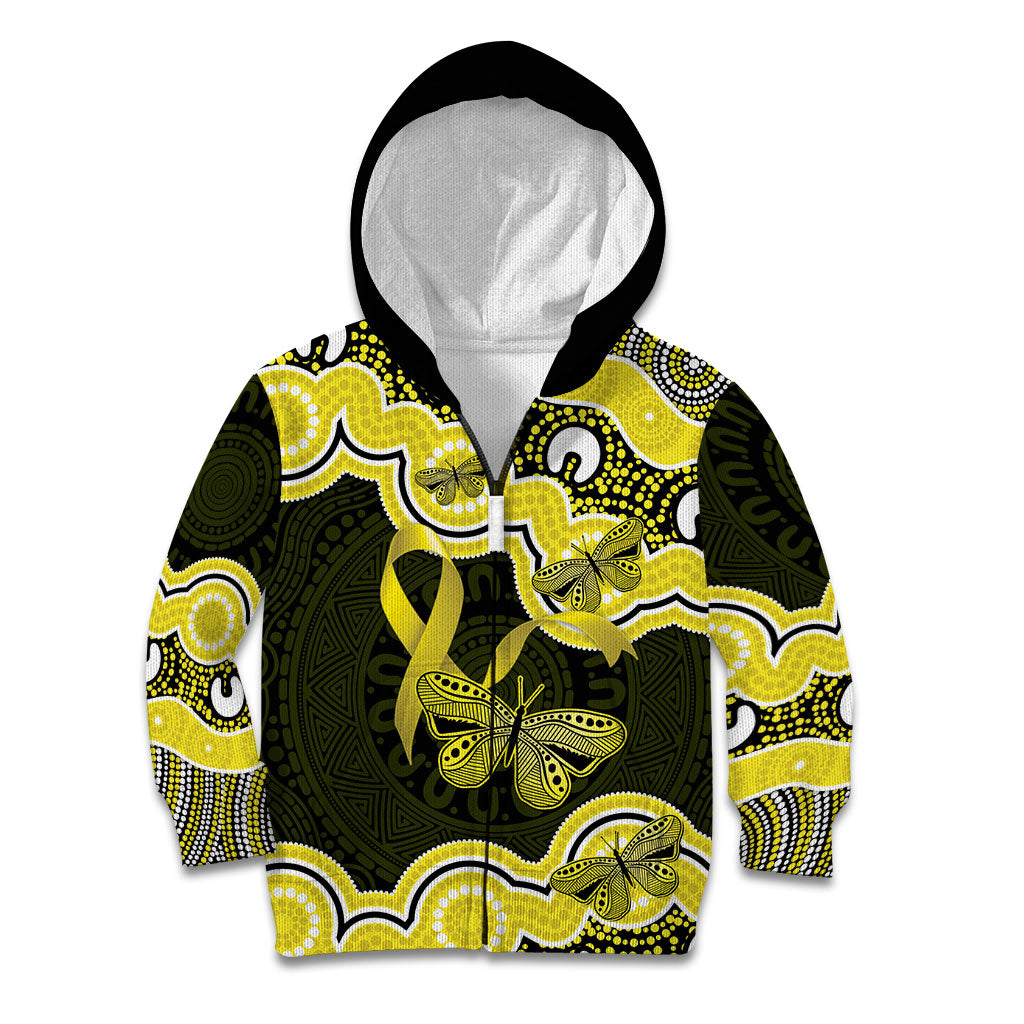 Yellow Ribbon Sarcoma Support Kid Hoodie Aboriginal Art