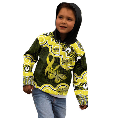 Yellow Ribbon Sarcoma Support Kid Hoodie Aboriginal Art