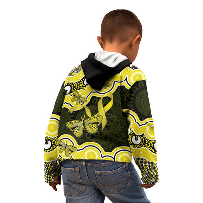 Yellow Ribbon Sarcoma Support Kid Hoodie Aboriginal Art
