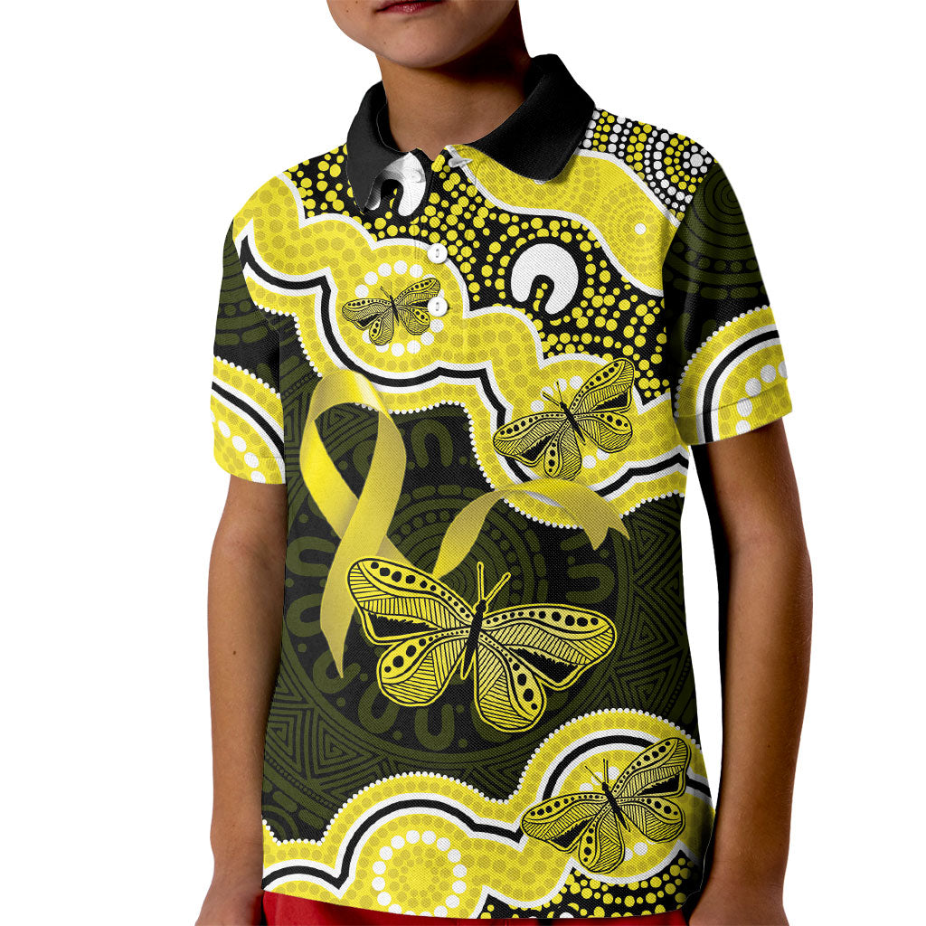 Yellow Ribbon Sarcoma Support Kid Polo Shirt Aboriginal Art