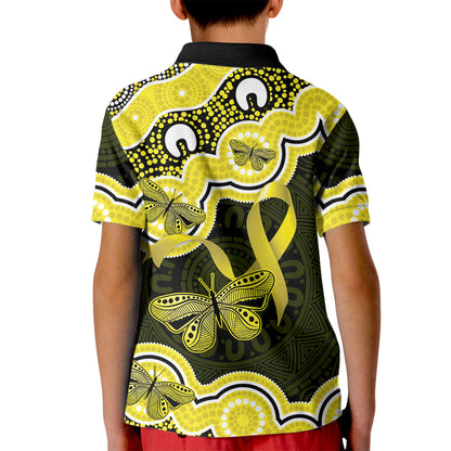 Yellow Ribbon Sarcoma Support Kid Polo Shirt Aboriginal Art