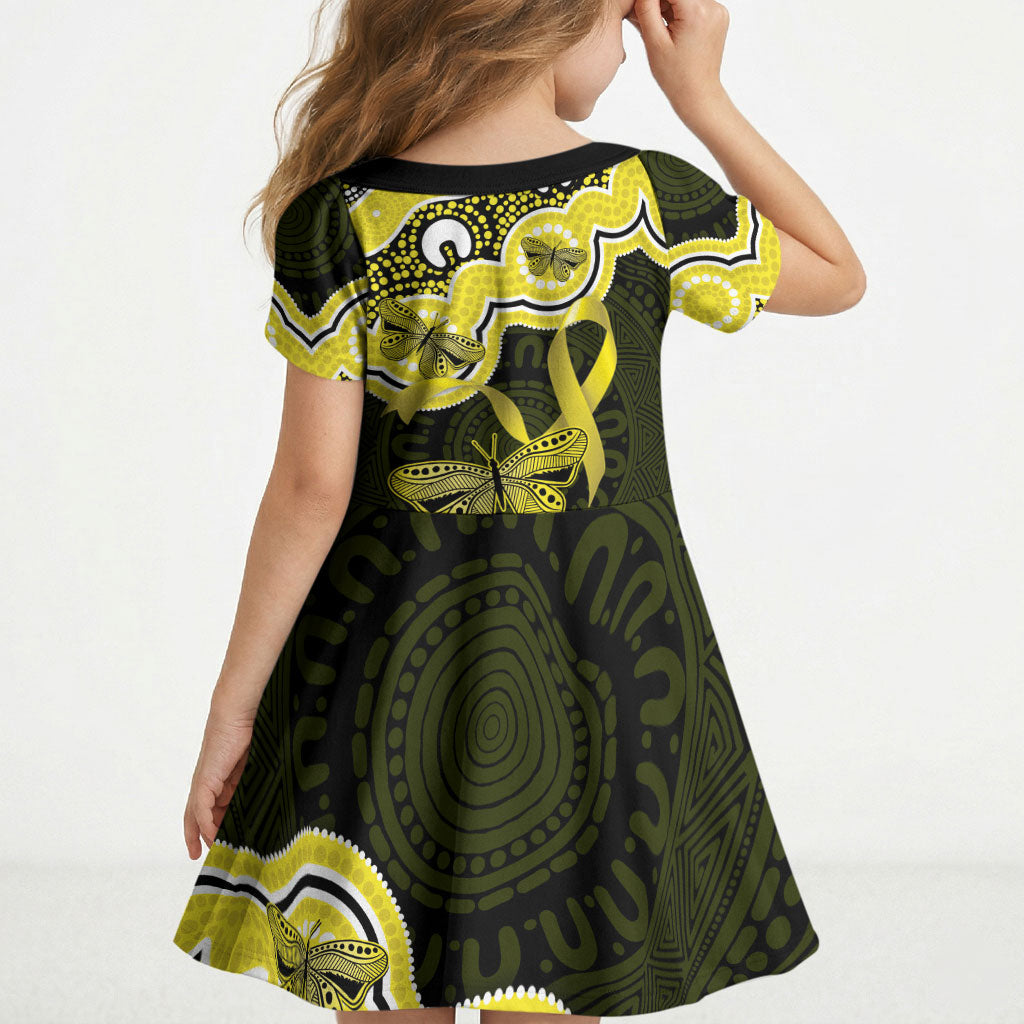 Yellow Ribbon Sarcoma Support Kid Short Sleeve Dress Aboriginal Art