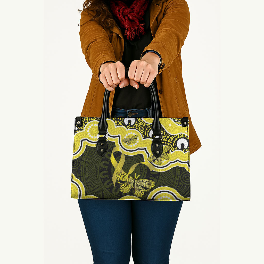 Yellow Ribbon Sarcoma Support Leather Bag Aboriginal Art