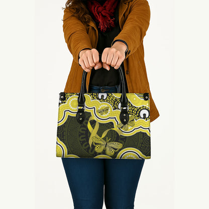 Yellow Ribbon Sarcoma Support Leather Bag Aboriginal Art