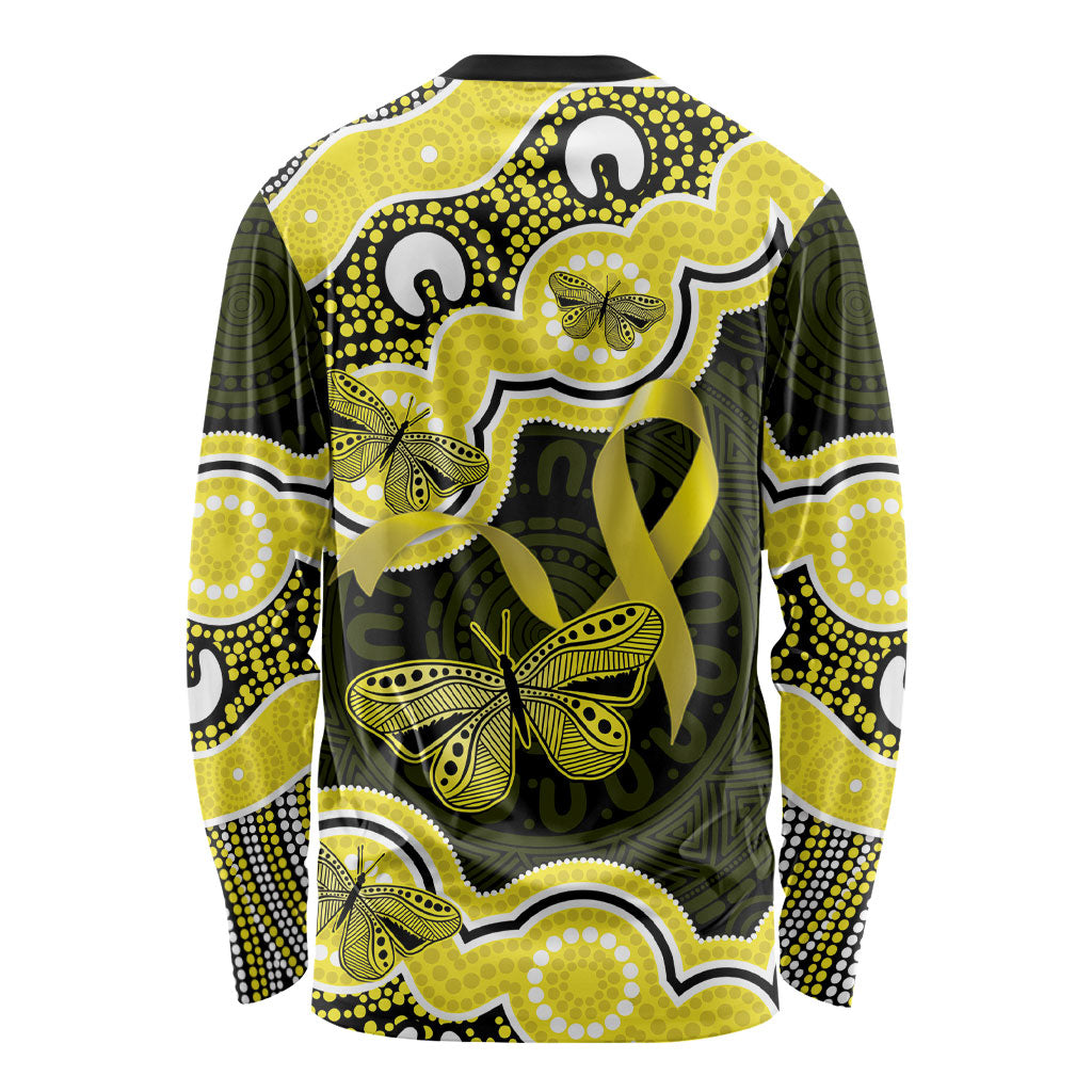 Yellow Ribbon Sarcoma Support Long Sleeve Shirt Aboriginal Art