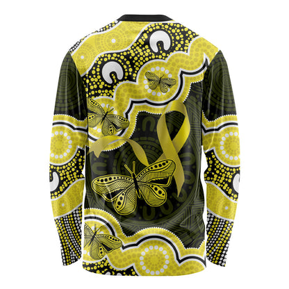 Yellow Ribbon Sarcoma Support Long Sleeve Shirt Aboriginal Art