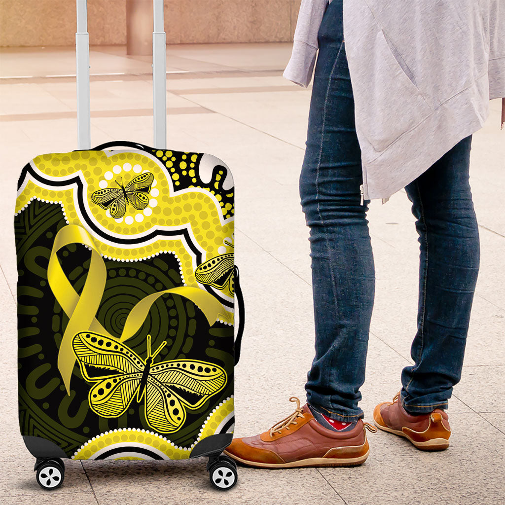 Yellow Ribbon Sarcoma Support Luggage Cover Aboriginal Art